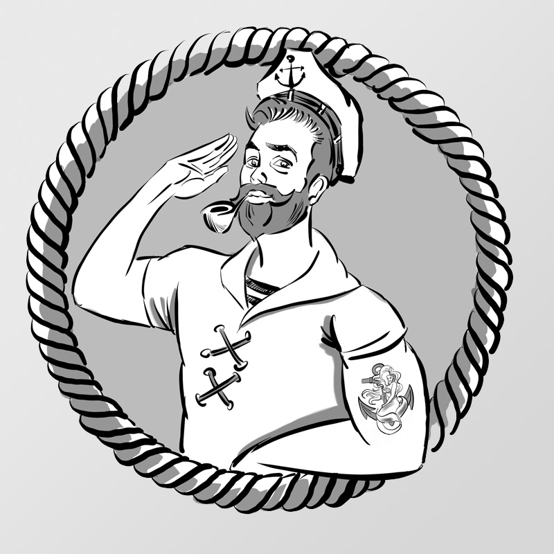 Illustration eines Seemannes